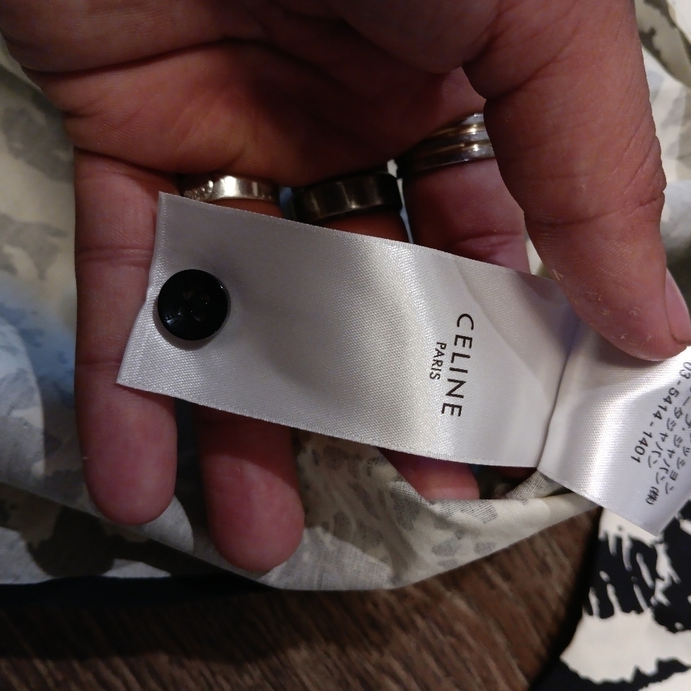 Celine Black and White Tropical Print Shirt - Picture 5 of 7